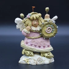 Kurt S. Adler Drummer Angel Figurine in Pink Heart Dress 4" Tall