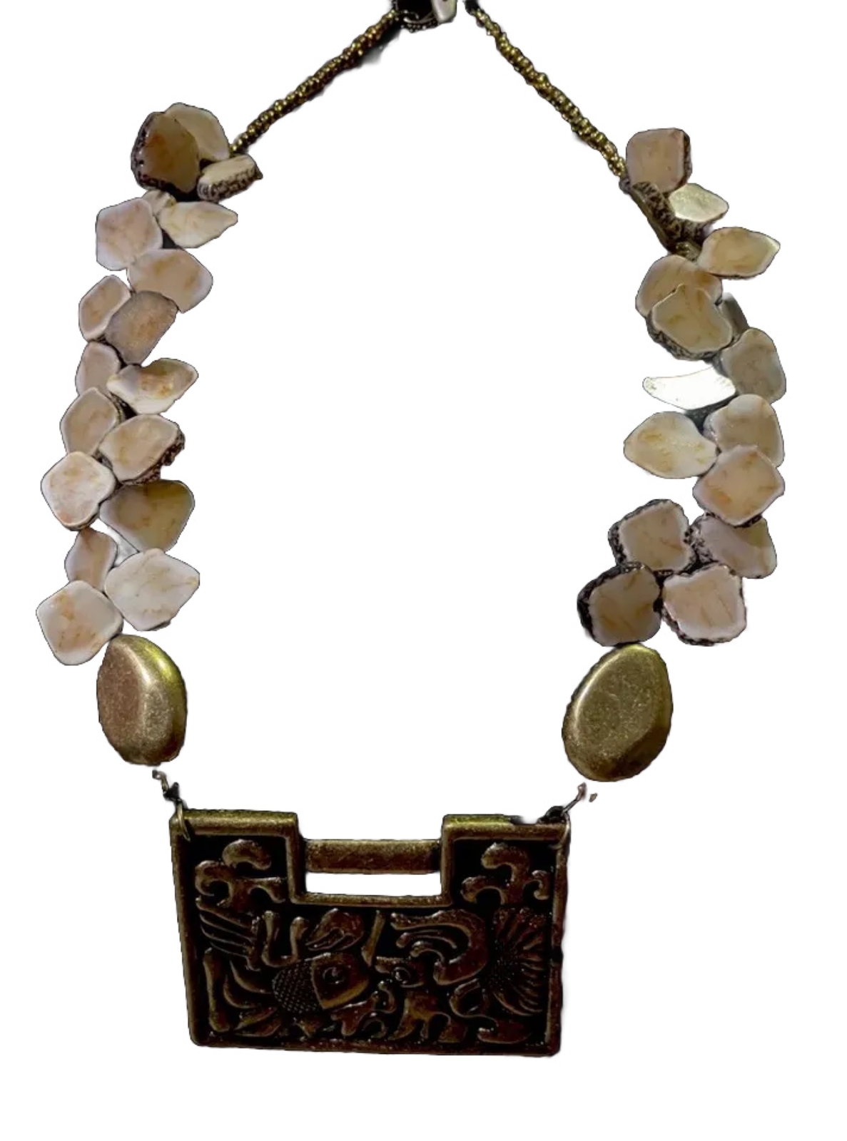 Natural Agate Slice Stone Statement Necklace With… - image 2