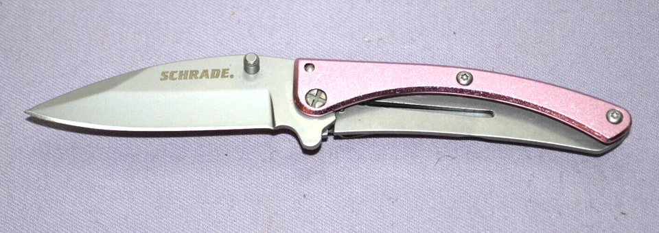 Cuchillo de Bolsillo Plegable Schrade Protector de Bolsillo SCH222P Rosa Linerlock---Nuevo Otro Foto 4 de 4