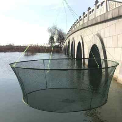 Foldable Drop Net Fishing Landing Prawn Bait Crab Shrimp Pier Harbour Pond Mesh