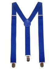 Solid Color Mens Suspender with 3 Strong Clips Adjustable Braces Royal Blue