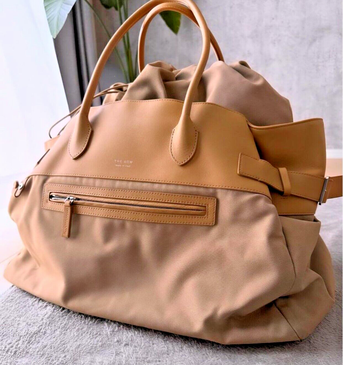 Auth The Row Margaux 17 Inside-Out Canvas Tote Bag Beige Ships