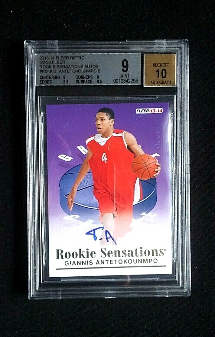 2013-14 Fleer Giannis Antetokounmpo Rookie Sensations Auto ~ BGS 9 Mint 10 Auto