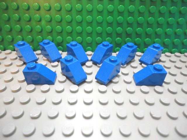 Lego 10 Blue 2x1 slopes 45 degree brick block NEW | eBay