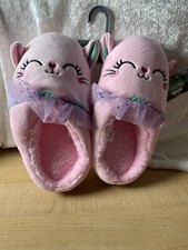Christmas Shop Women  s Cat Slippers Size 6/7 Pink Plush Slides