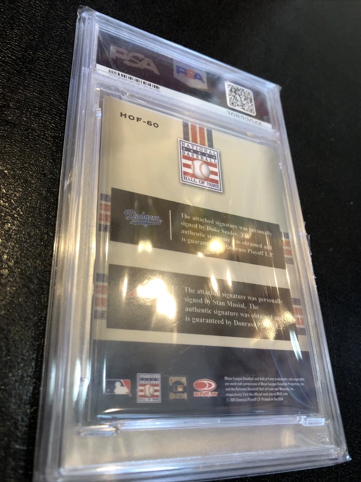 2005 Donruss DUKE SNIDER STAN MUSIAL SSP Signature Dual Auto PSA/DNA 8/10 POP 1! - Image 4 of 4