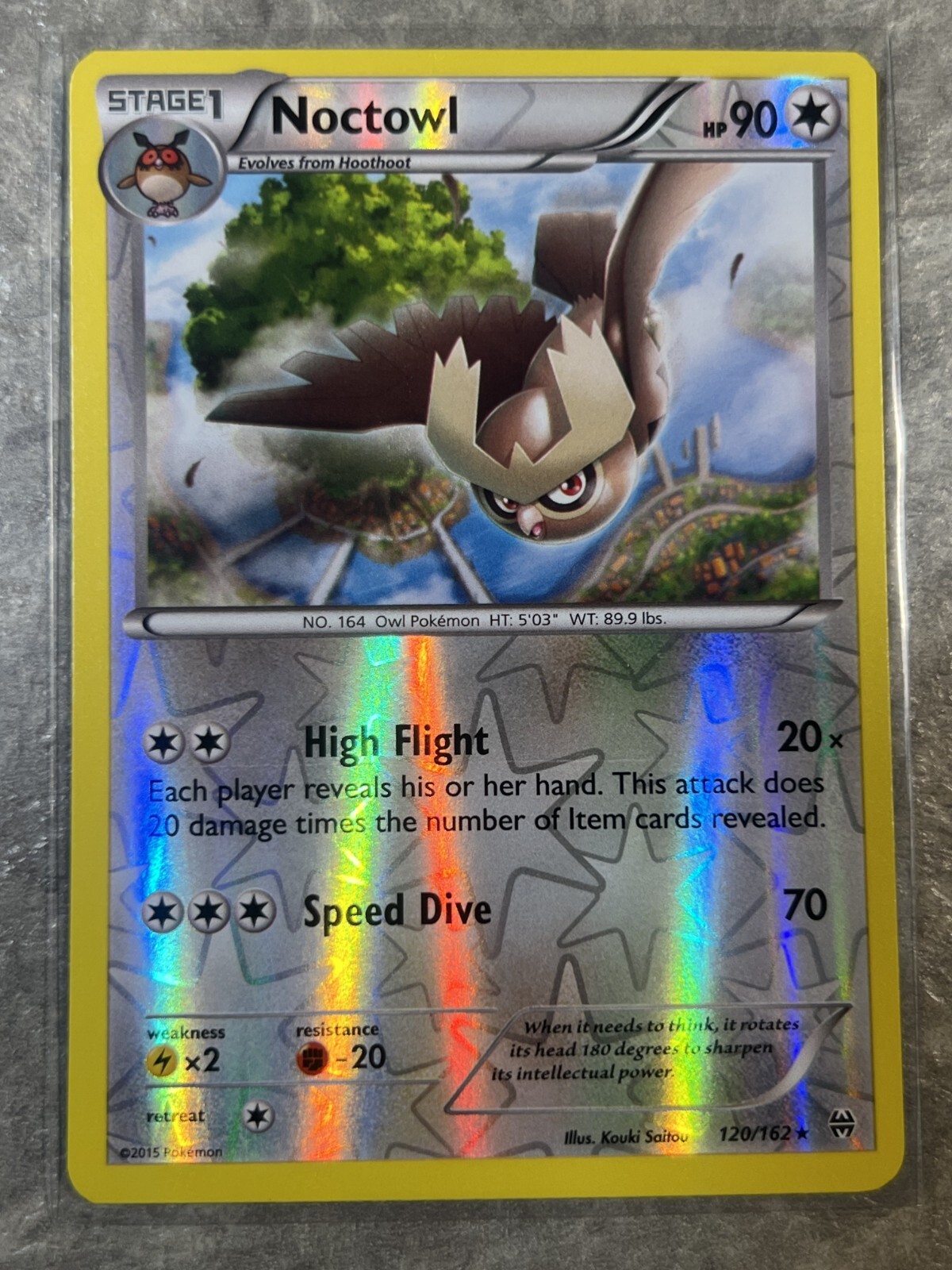 Noctowl 120/162 Pokemon TCG 2015 Breakthrough Reverse Holo Rare (Light Play)