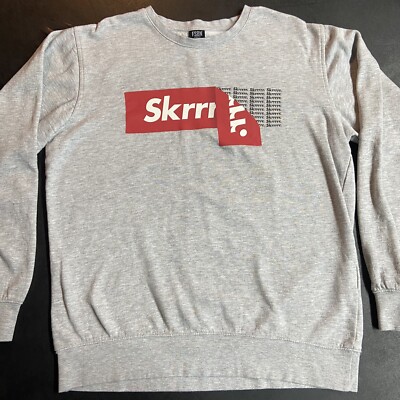Slim Fit XL FSBN Pullover Crewneck Sweatshirt Grey Skrrrrr Skrrr Skrr Skr Skrrrr