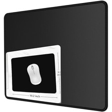 Black Mouse Pad 8x10in Non Slip Rubber Base 5mm Thick Stitched Edges Gaming Mat