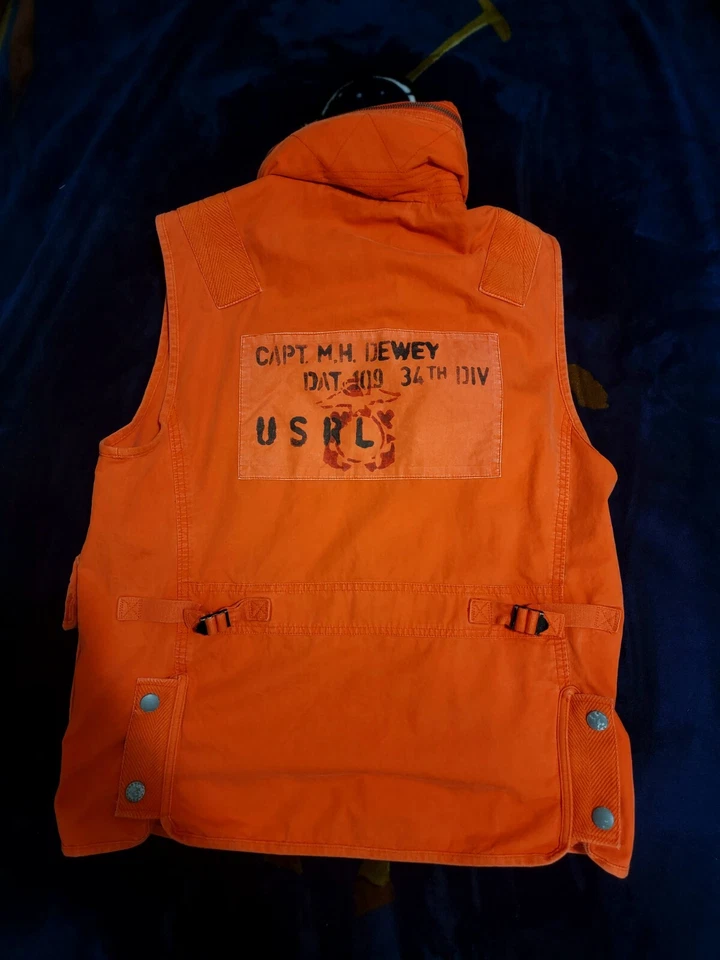 Polo Ralph Lauren Chaleco Chaqueta Carga Utilidad Marina Naval Naranja Militar RARO M Foto 2 de 3