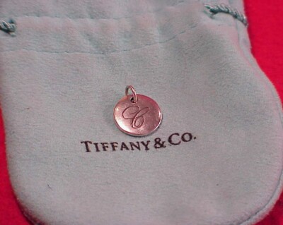 Tiffany Silber Buchstabe C Alphabet Initiale Rund Kreis Noten Charm Anhänger