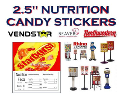 2.5 x 2.5 Bulk Vending Label Candy Machine Sticker Gumball STARBURST FRUIT CHEWS