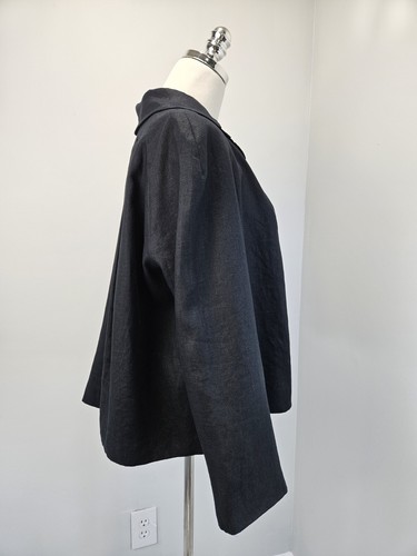 Anne Klein Womens Linen Jacket Cape 16 Pleated Collar and Back Minimalist - Picture 2 of 12