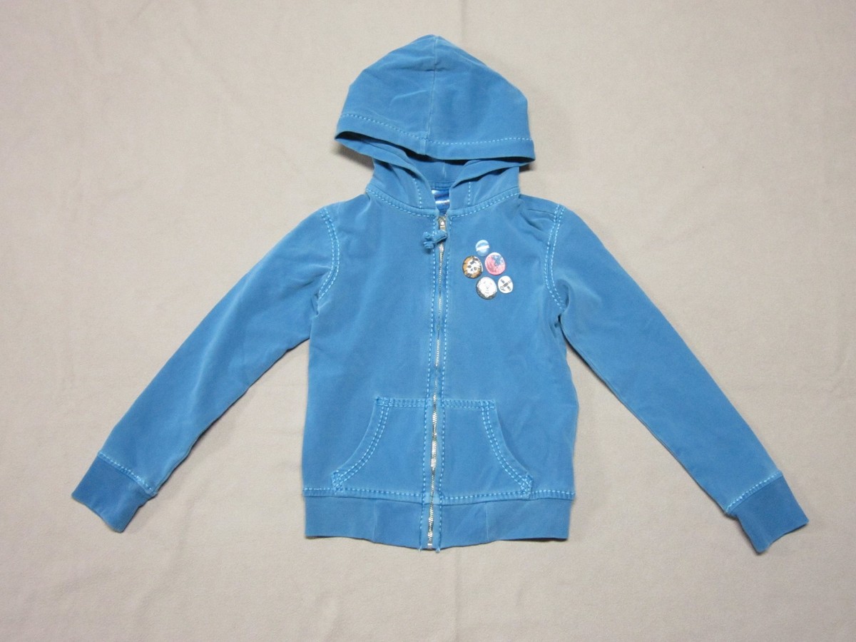 TRUE RELIGION BOYS/GIRLS BLUE ZIP HOODIE BIG T SWEATSHIRT JACKET