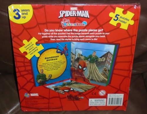 MARVEL SPIDERMAN MY FIRST PUZZLE BOOK *5 JIGSAW PUZZLES COLOR CODED* NIP SEALED - Picture 2 of 3