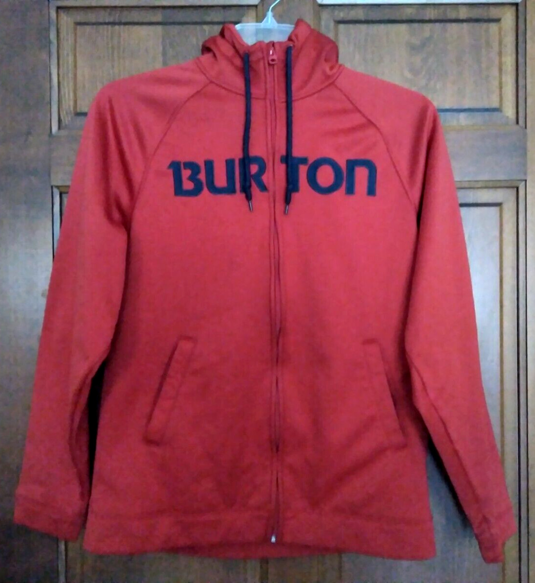 Burton Dryride Mens Large Sweatshirt Hoodie Red Fleece Lined Zip