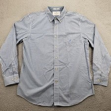 Nautica Shirt Mens Large Blue Check Long Sleeve Button Down