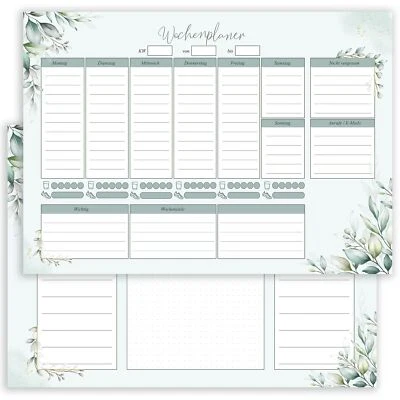 EGKLASSE Wochenplaner grün Notizen Skizzen Einkaufslisten Block A4 50 Blatt Beidseitig