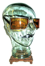 Antique WWII Cesco Amber Goggles Sunglasses Safety Glasses Vtg Old Fun Steampunk