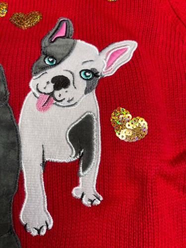 NWT 6 6x frenchie bulldog boston terrier dog sweater christmas holiday our time - Picture 6 of 11