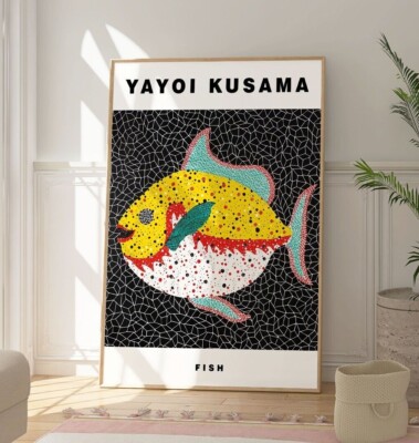 Yayoi Kusama Abstraktes Fisch Poster, Muster Design Druck, Moderne Zeitgenössische Kunst