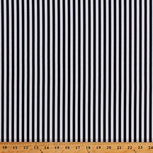 Cotton Black and White 1/4" Stripes Dutch Striped Fabric Print by Yard D577.37 - 第 1/1 張圖片