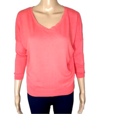Loft Womens Sweater Petite Size XSP Wool Blend Pink V Neck Lightweight