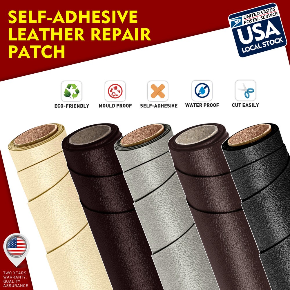 Durable Beige Leather Repair Kit Self-Adhesive Patch on Sofa Clothing Car Couch