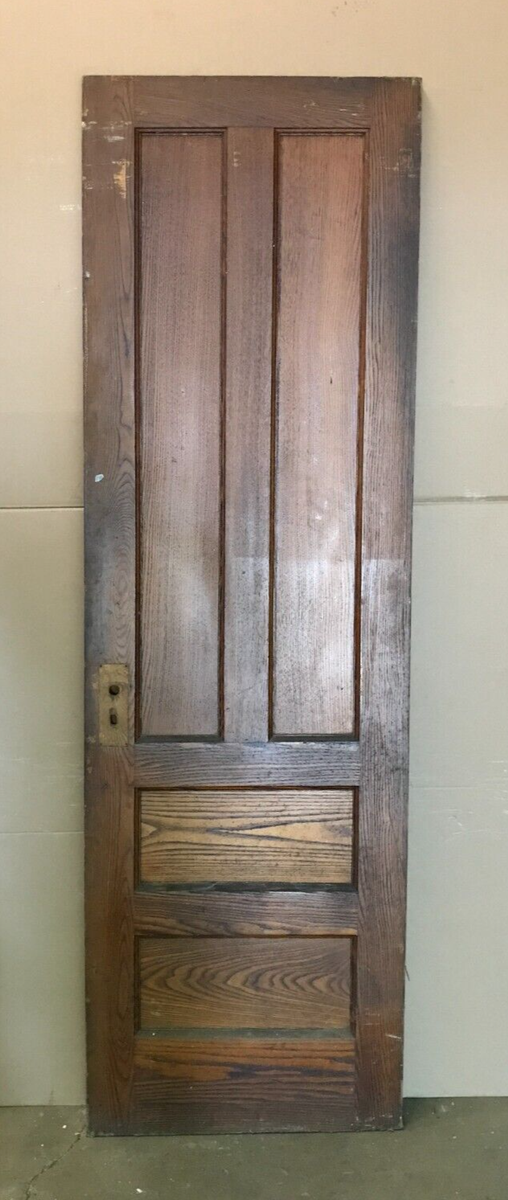 Antique Single Vintage 26x84 Interior 4 Panel Chestnut Wood Door