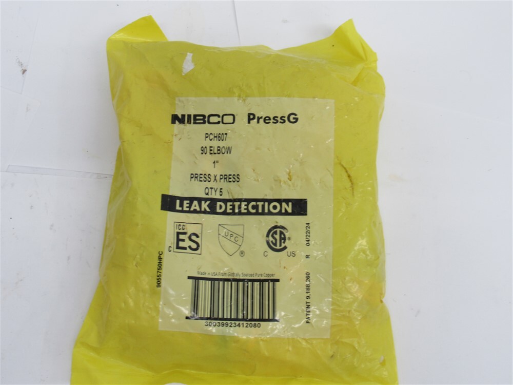 Nibco PCH607 , PressG , 1" P x P Wrot Copper 90° Elbow (PK 5)