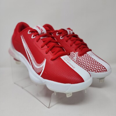 Nike Baseball Cleats Mens 8 Red Zoom Trout 7 Pro Metal Logo Spell Out Lace Up