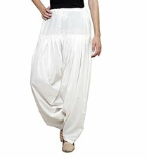 Women Cotton Patiala Women's  Girl Regular Fit Salwar Pants Regular White