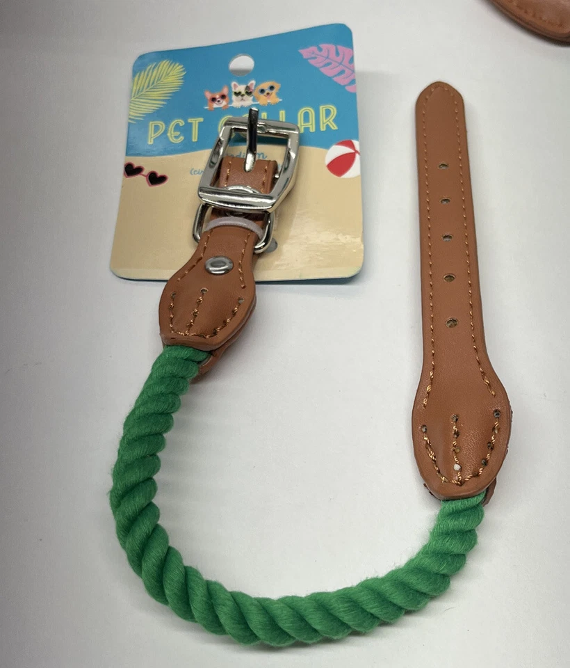 Correa y collar verde de 4’ para perro a juego con hebilla ajustable - collar tamaño 12-14 pulgadas Foto 3 de 3