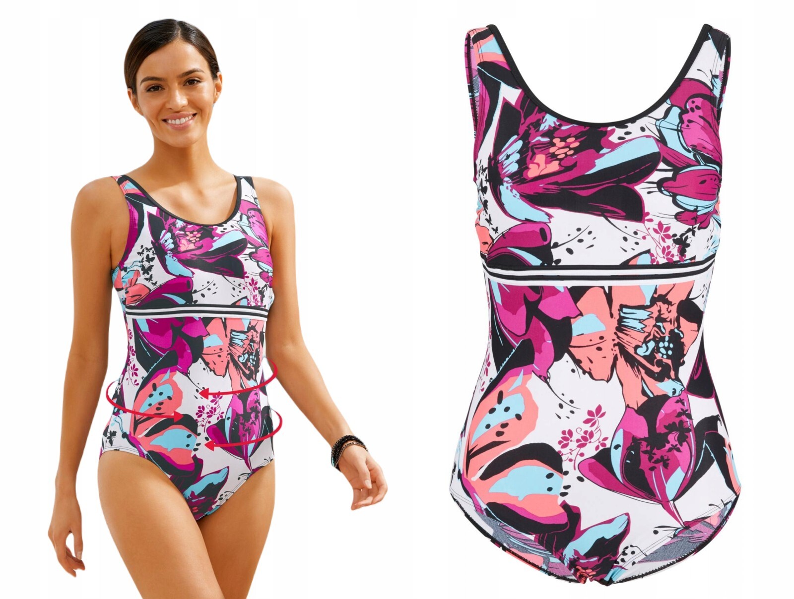 Bonprix Kaleidoscope Size 14 Multi Print SWIMSUIT Tummy Control Shaping