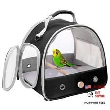 Black Clear Windows Bird Travel Carrier - Small Parrot Parakeet - Portable