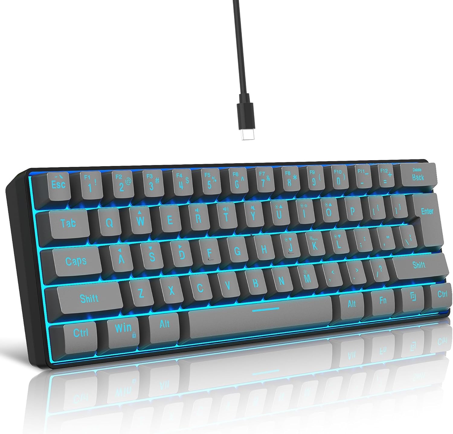 60% Wired Gaming Keyboard 61 Keys RGB Backlit Ultra-Compact 