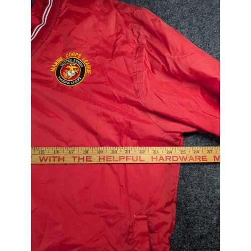 VTG Acadia Marine Corps League Men's Red Nylon Pullover Windbreaker Jacket L image 8