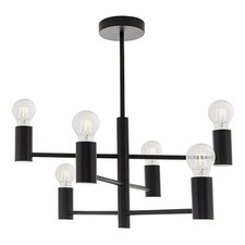 Image of Luminosa Studio 6 Light Semi Flush Light Matt Black, E27