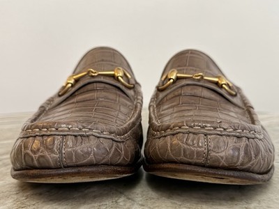 GUCCI 1953 CROCODILE LOAFERS GRAY HORSEBIT JORDAAN 12.5 US  display picture 3