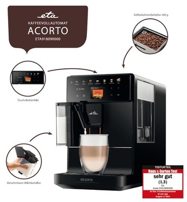 Eta Kaffeevollautomat schwarz - 1400 Watt - Acorto 9180 NEU OVP