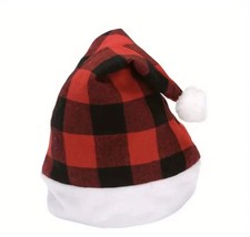1 Red Black Checkered Christmas Hat for Men and Women Christmas Decoration Hat