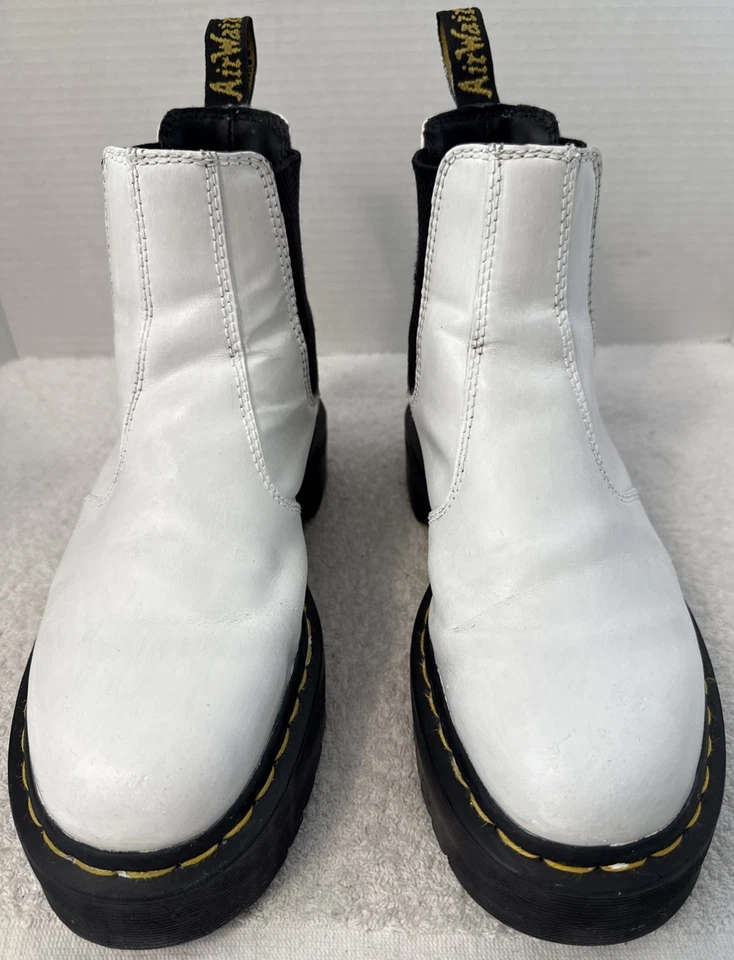 Botas Chelsea Dr. Martens Originales Para Mujer Cuádruples Cuero Blanco Plataforma Talla 7 2976 Foto 2 de 4