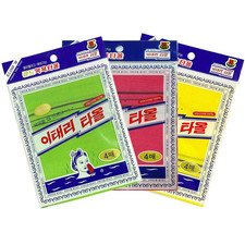 -Korean Exfoliating Towel Washcloth Mitts 12Pcs Green4,Red4,Yellow4 /Korean Ital
