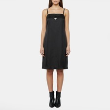 Prada Black ReNylon Shift Knee Length Dress S