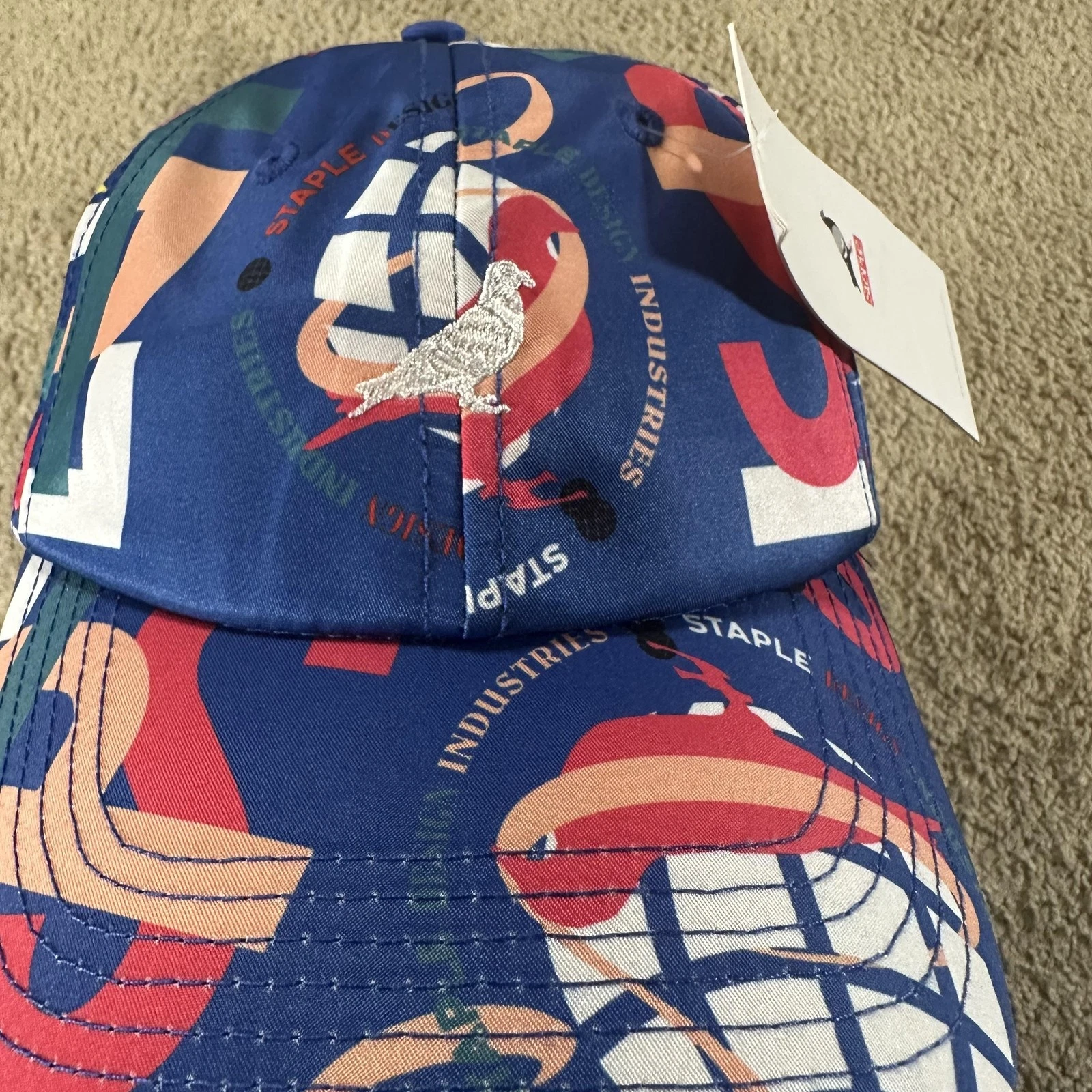 Staple Hat Cap Strap Back Mens One Size Blue Pigeon Logo Allover Print AOP