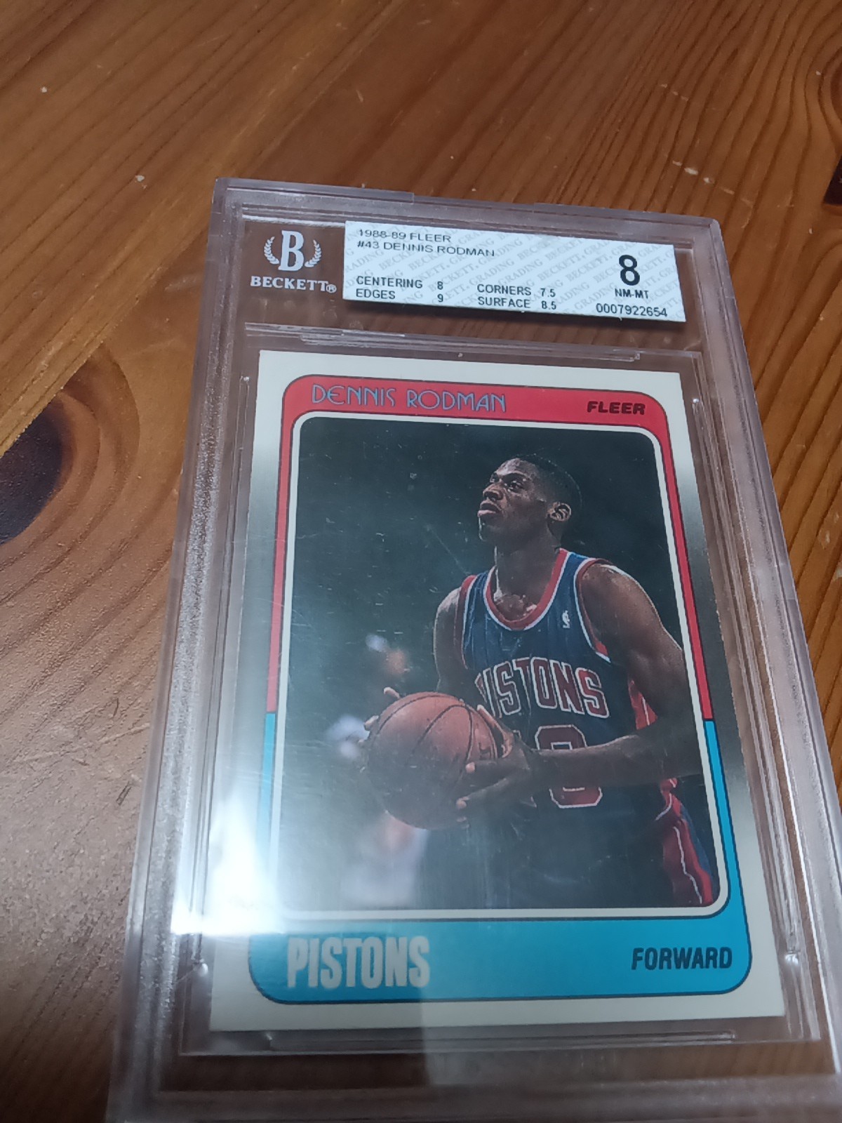 1988-89 Fleer Basketball DENNIS RODMAN #43 RC Rookie NM-Mt PSA 8