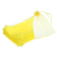 25pcs Organza Bags 8x12 Inch Drawstring Favor Pouches Sheer Mesh Bag Yellow