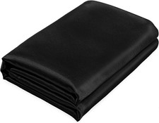 Black Satin Flat Sheet for Full Mattress, Luxury Ultra Soft Bedding