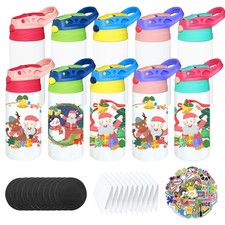 6 PACK Sublimation Tumblers, 12oz Blank Sippy Cups, Stainless Steel Sublimati...