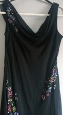 Alex Evenings Gown Size 14 Black Sequins Lined Dress Wedding Cruise